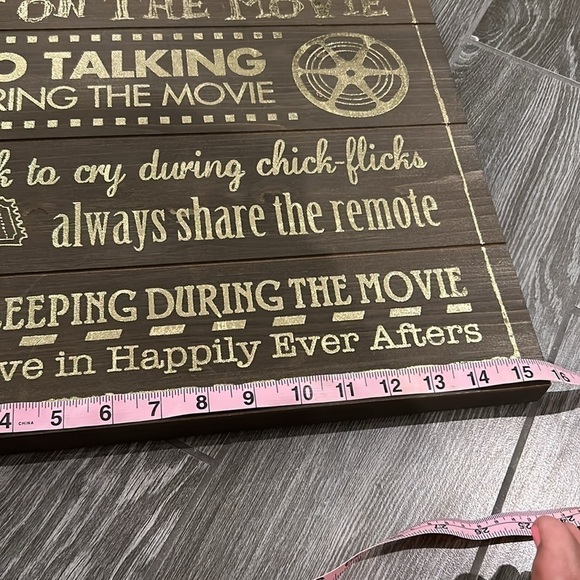NWT Hobby Lobby Movie Night Rules Wooden Sign - Picture 4 of 6